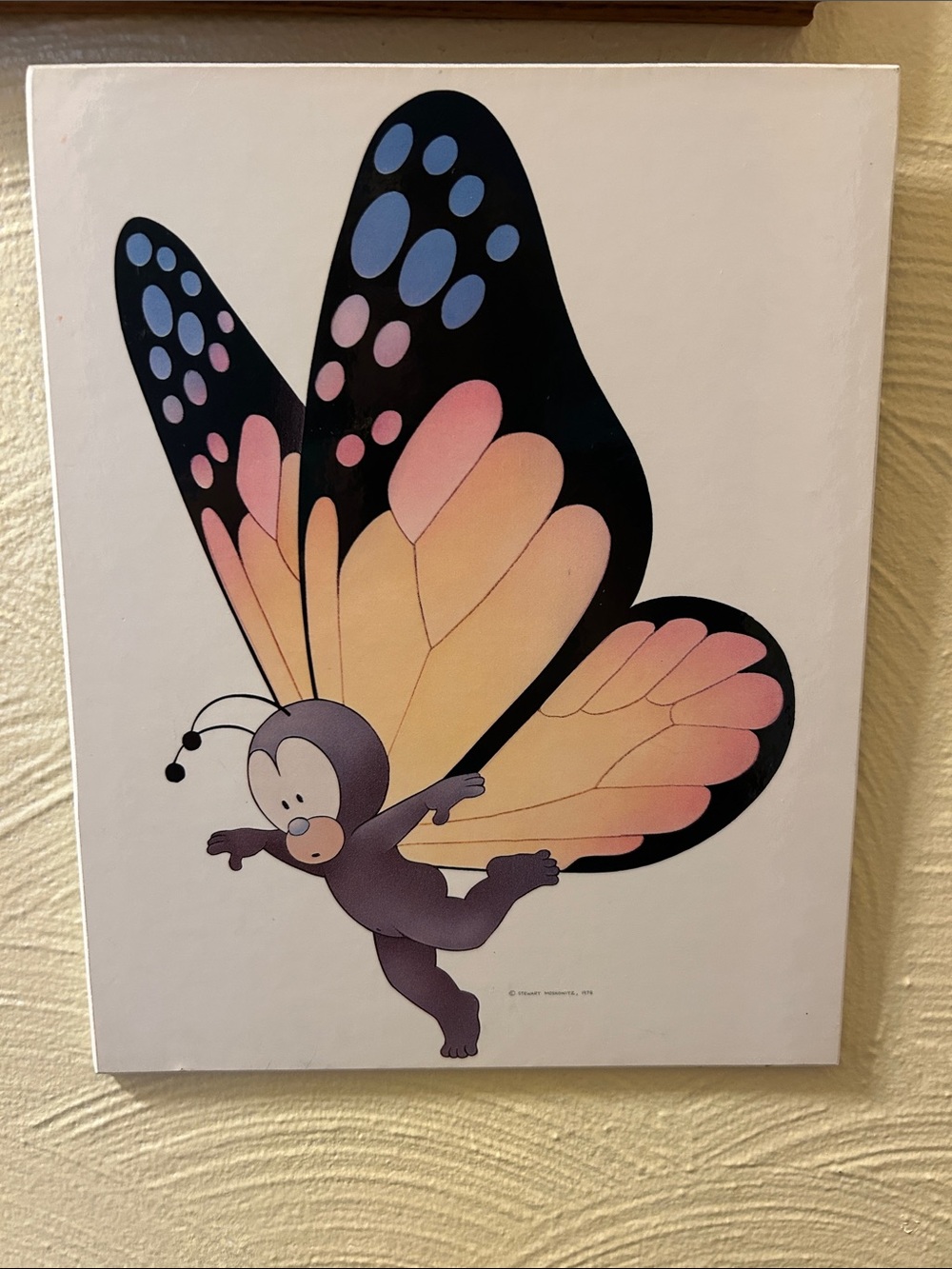 "Flutterby Person" wall art print by artist Stewart Moskowitz, whimsical 1978